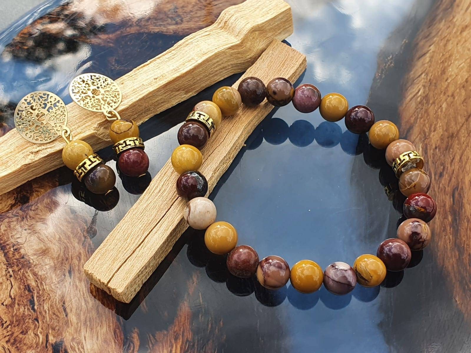 Parure Bracelet et Boucles d'oreilles en Mokaite