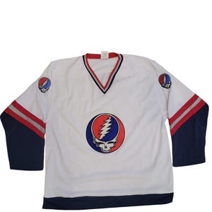 Grateful Dead, 1996 Rangers White Hockey Jersey, Steal Your Face, Vintage Jersey