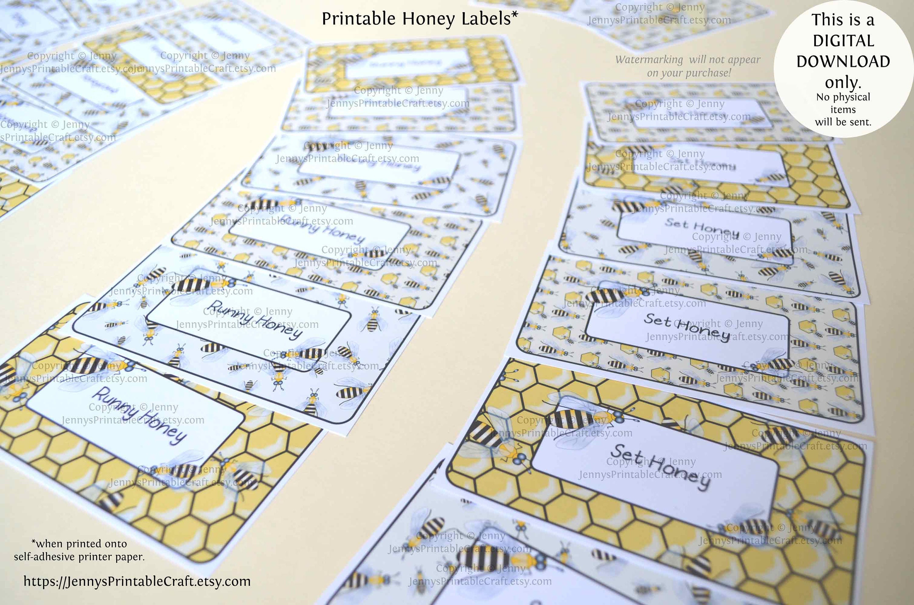 Honey Bees Printable Rectangle Labels/ Stickers as Instant | Etsy