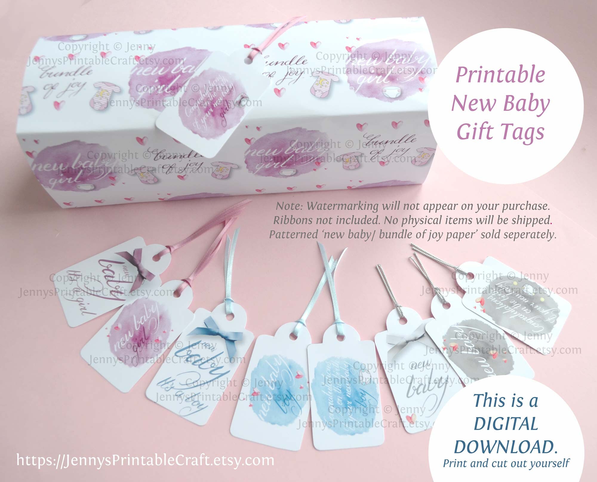 New Baby Boy and Girl Gift Tags as Instant Download Printables | Etsy
