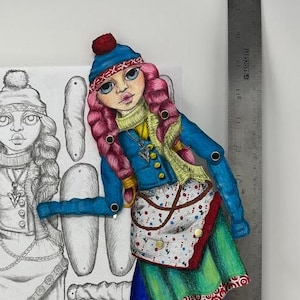 Articulated Paper Doll JOYCE (Black and White Printable PDF)