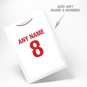 Tarjeta de felicitación de fútbol mundial de Inglaterra personalizada Cumpleaños Aniversario Navidad Día de San Valentín Ocasión de boda Regalo de fútbol Recién nacido