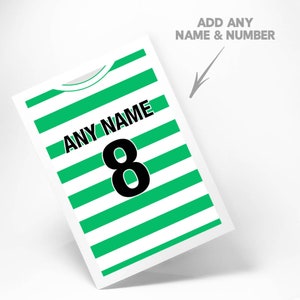 Tarjeta de felicitación de fútbol personalizada con colores inspirados en celtas, cumpleaños, aniversario, Navidad, Navidad, San Valentín, boda, ocasión, regalo de fútbol