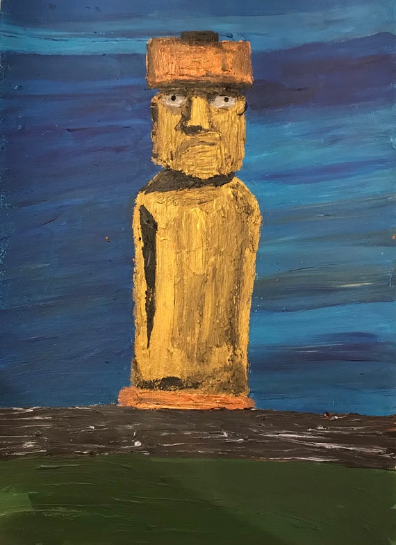 Easter Island Statue With Hat Etsy