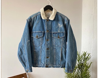 Vintage Levi's Denim Jacket XL 80s Sherpa Lined Trucker Blue - Etsy
