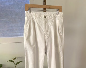 Vintage Dockers White Pleated Cotton Trousers