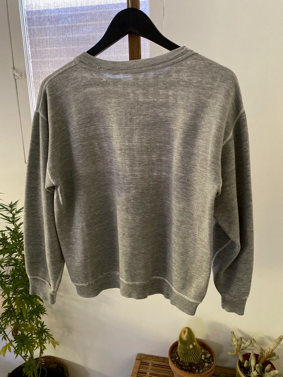 Vintage 1970s Soft & Faded Grey Melange Cal Crew … - image 9