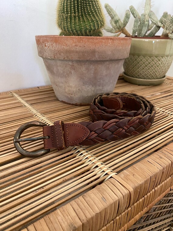 Vintage 1990s Argentinian Full Grain Cowhide Braided Brown  display picture 2