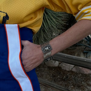 Mexican Articulated Silver Bracelet with Beads