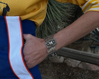 Mexican Articulated Silver Bracelet with Beads