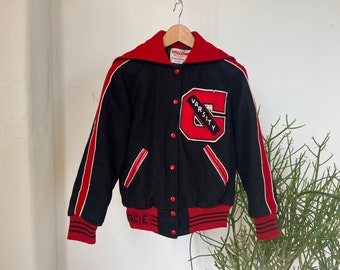 Vintage 1980s Holloway College Varsity Wool Hooded Jacket