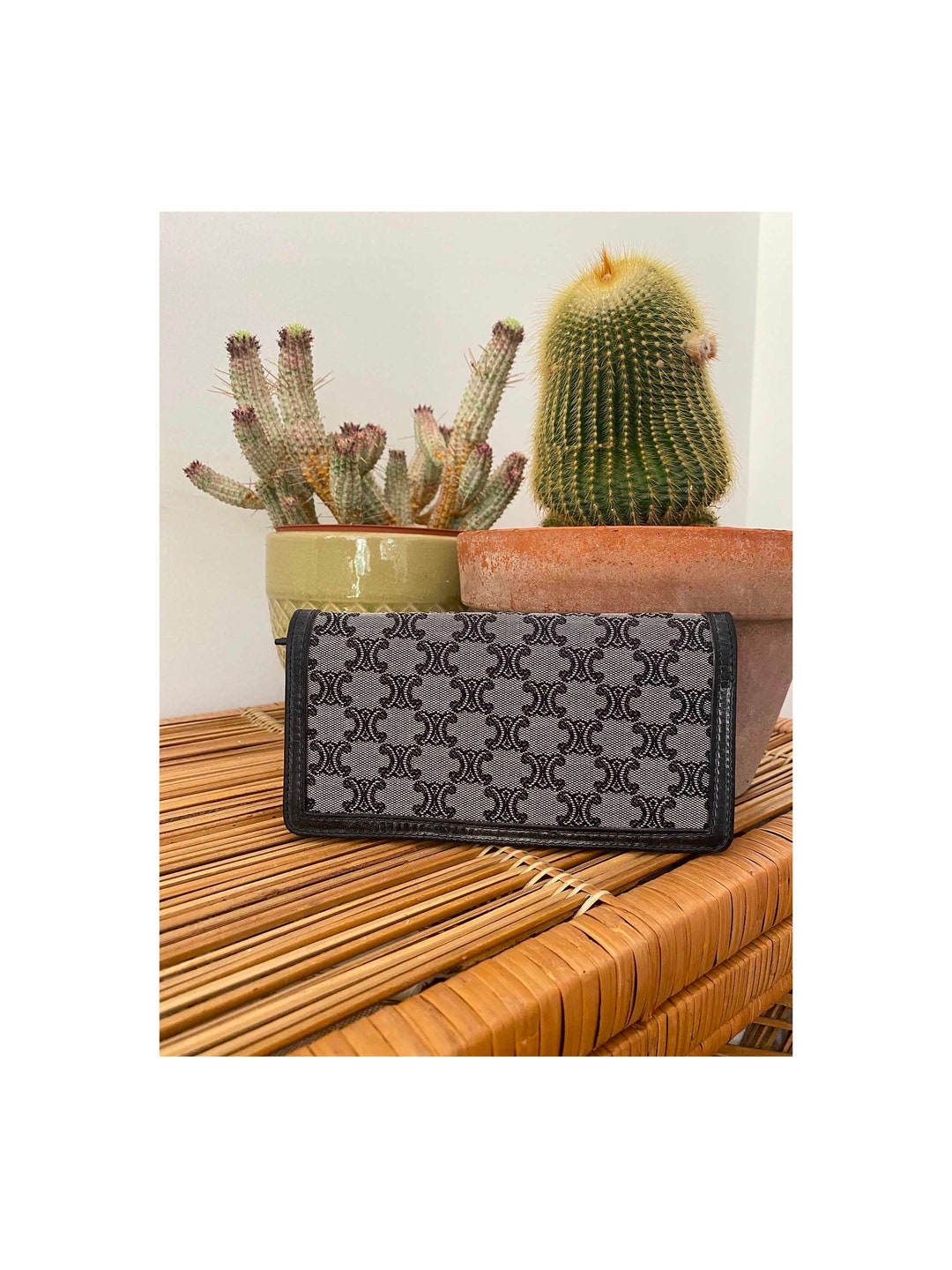 Custom Vintage LOUIS VUITTON Monogram Hand Painted Cactus Bi-Fold