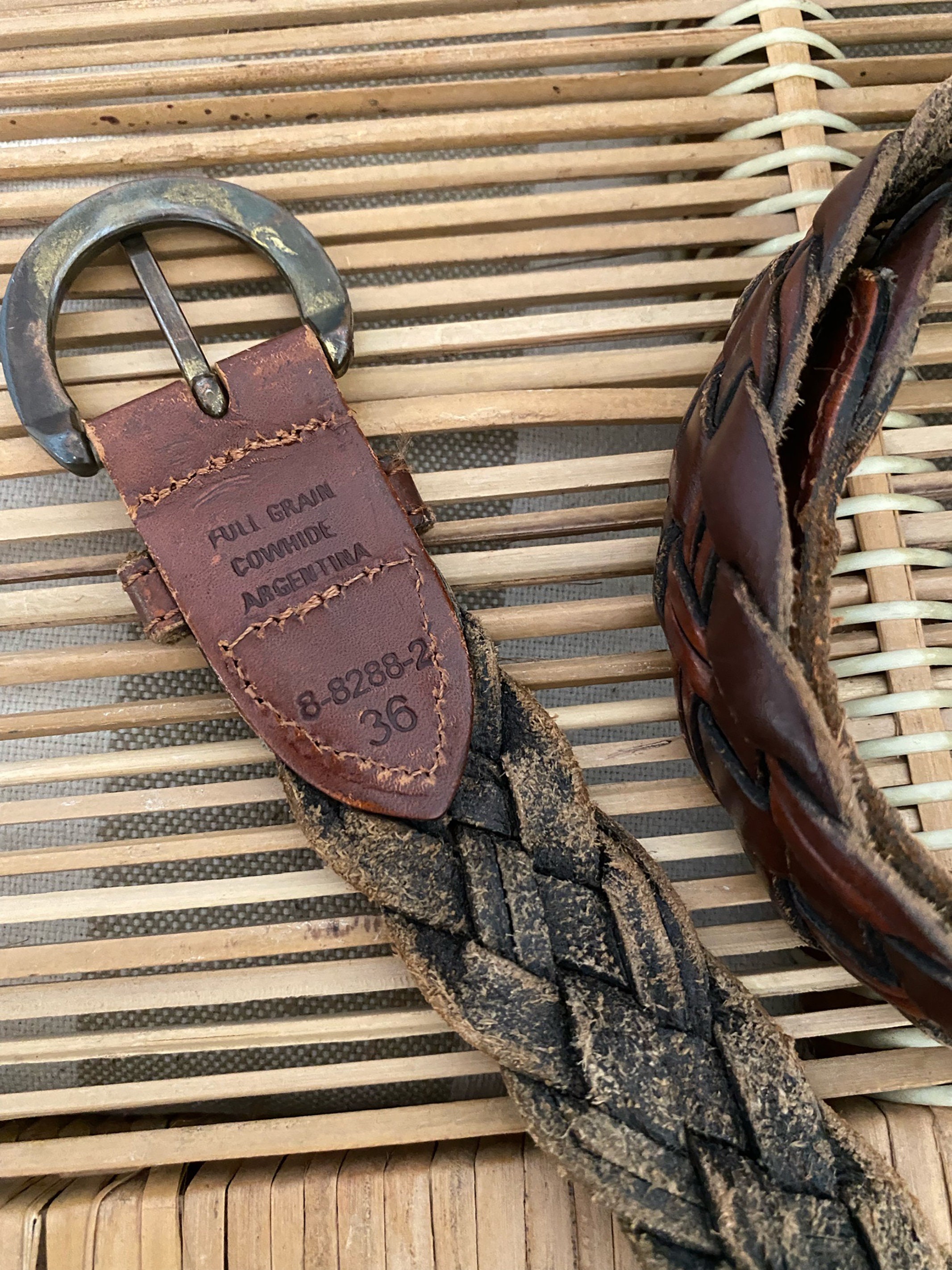 Vintage 1990s Argentinian Full Grain Cowhide Braided Brown 