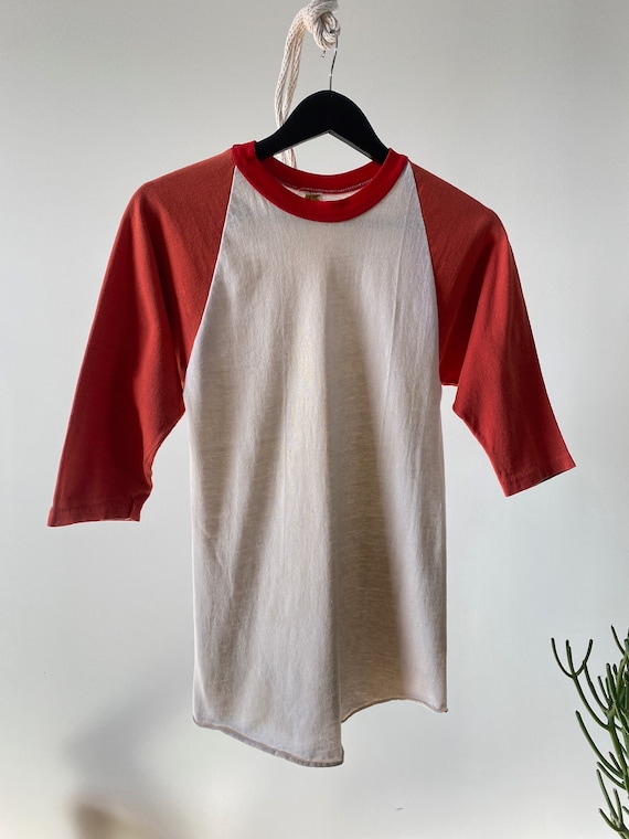 Vintage 1970s Russell Athletic Faded Red & White … - image 3