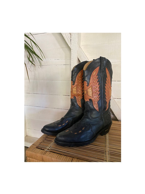Vintage 1990's HB Agabe Santiags Leather Boots, Bl