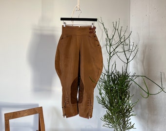 Vintage 1940s Riding Tan Brown Wool Jodhpurs Pants, Jockey Pants