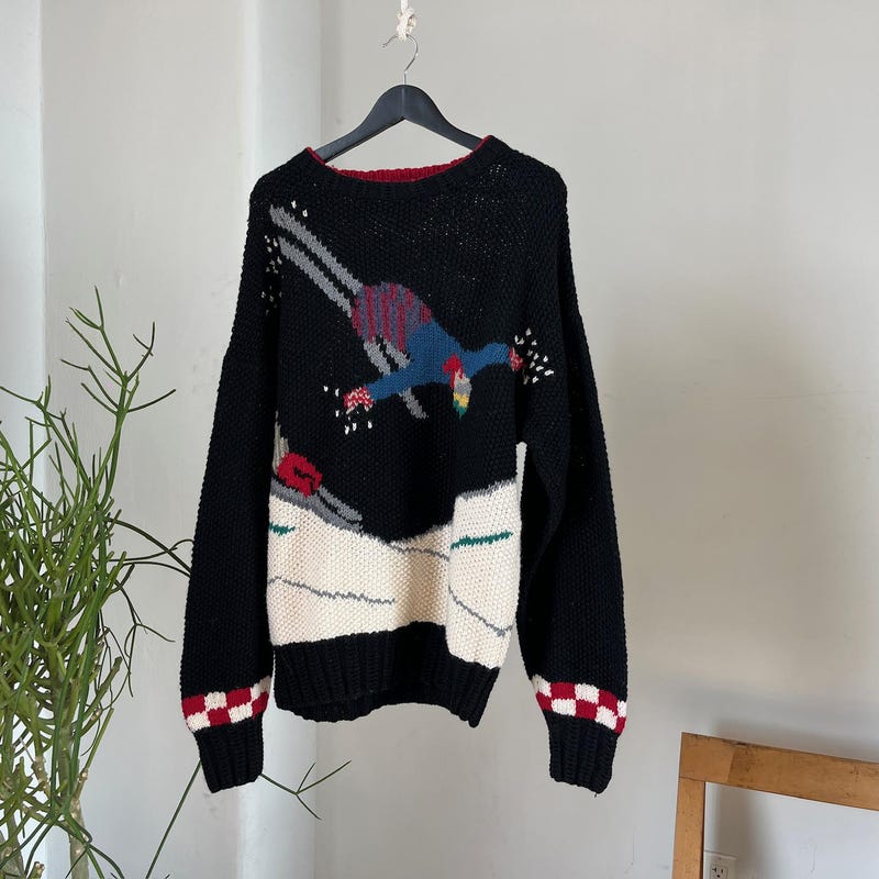 Vintage Soft Moose & Hearts Ski Sweatshirt M Woman's main image 1