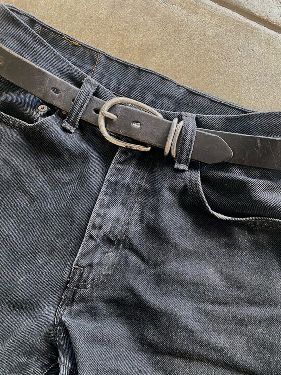 Vintage 1990s Gap Black Leather Belt With Big Metal Buckle  display picture 1
