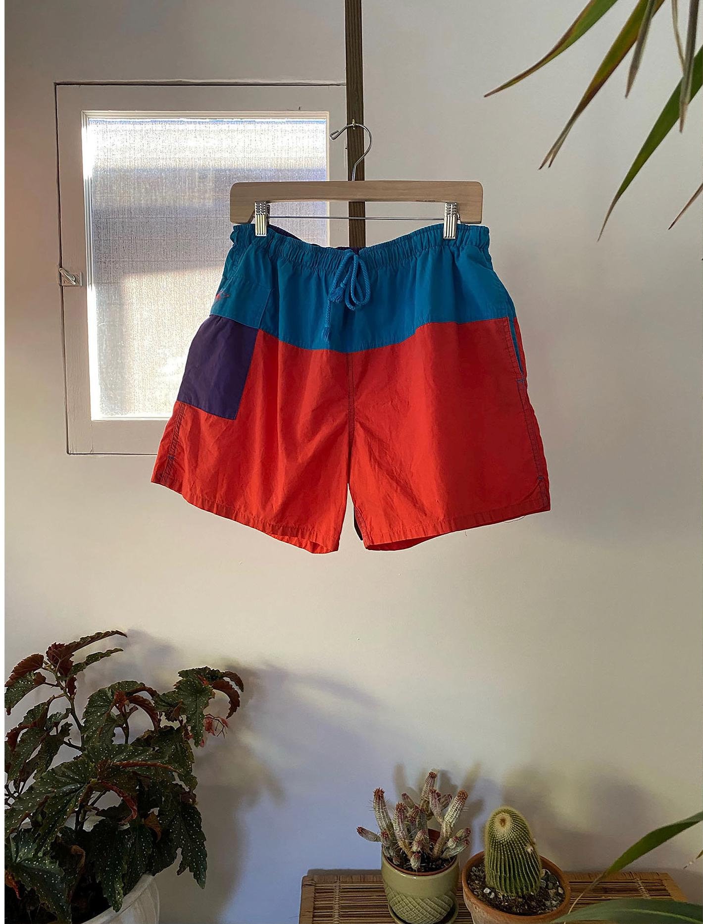 Vintage 90s Hobie Color Block Swim Shorts, Elastic Waistband - Etsy