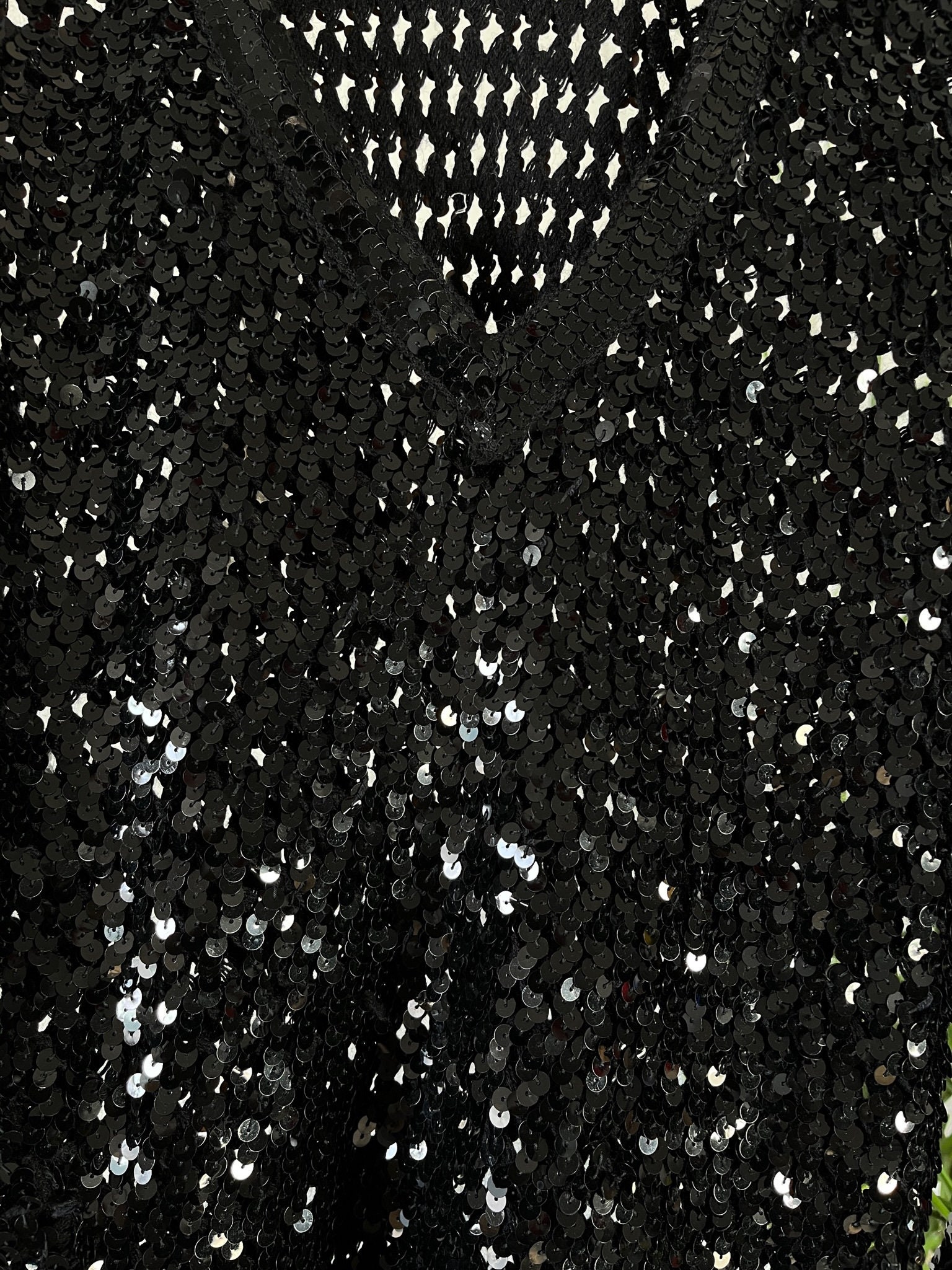 Vintage 1990s Full Black Sequin Knitted Raglan V-neck Sweater - Etsy