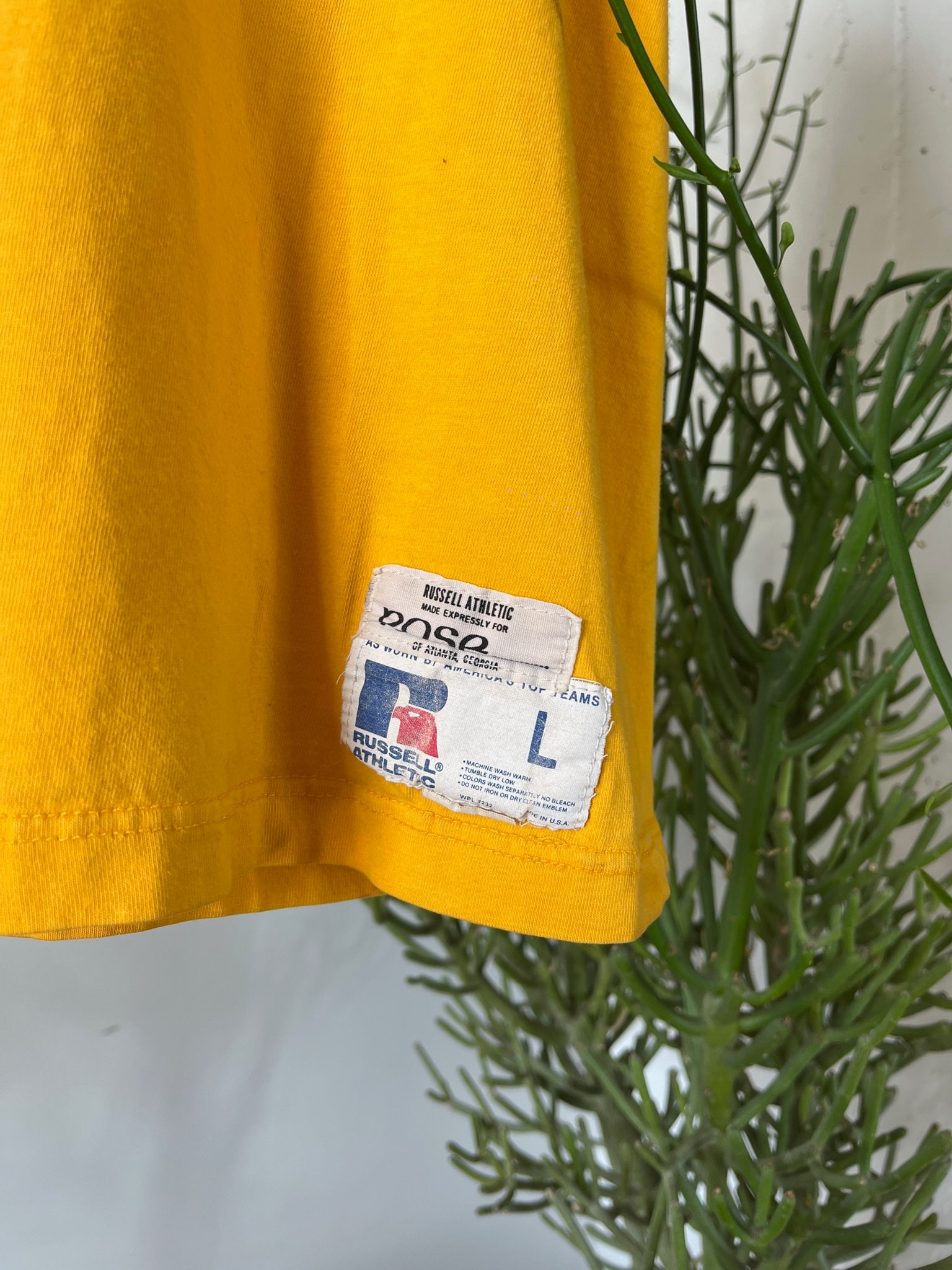 Vintage 90s Russell Athletic Fraternity T-shirt, Yellow Football