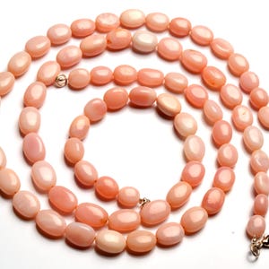 Natural Pink Peru Opal Gems 9 to 13 mm Size Oval Nugget Beads 17.5&quot; Necklace