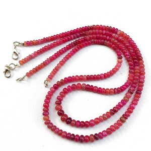 Naturlig Myanmar Rubin Ädelsten 4 till 6 mm Stora Släta Rondelle Pärlor 17,5" Halsband
