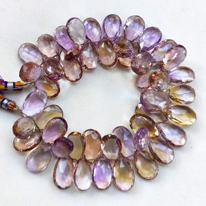 Natural Ametrine Gemstone 18x11 to 19x12 mm Size Faceted Pear Briolette Beads 9&quot; Strand