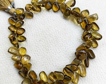 Natural Honey Quartz Gemstone 7 to 10 mm Size Smooth Jewelry Making Beads 9" Strand