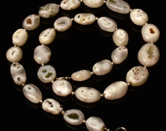 Natural Solar Quartz Gems 10 to 16 mm Size Smooth Nugget Shape Beads 17" Necklace