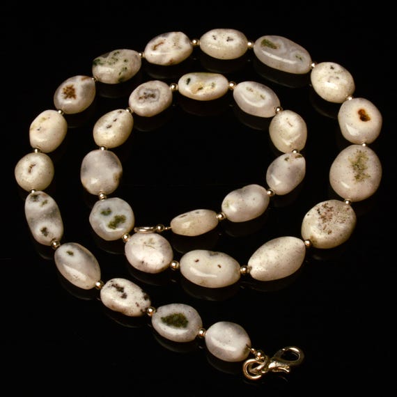 Natural Solar Quartz Gems 10 to 16 mm Size Smooth Nugget Shape Beads 17" Necklace