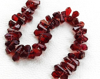 Natural Garnet Gemstone 9x5 to 10x6 mm Size Faceted Tumble Cut Drop Beads 7" Strand