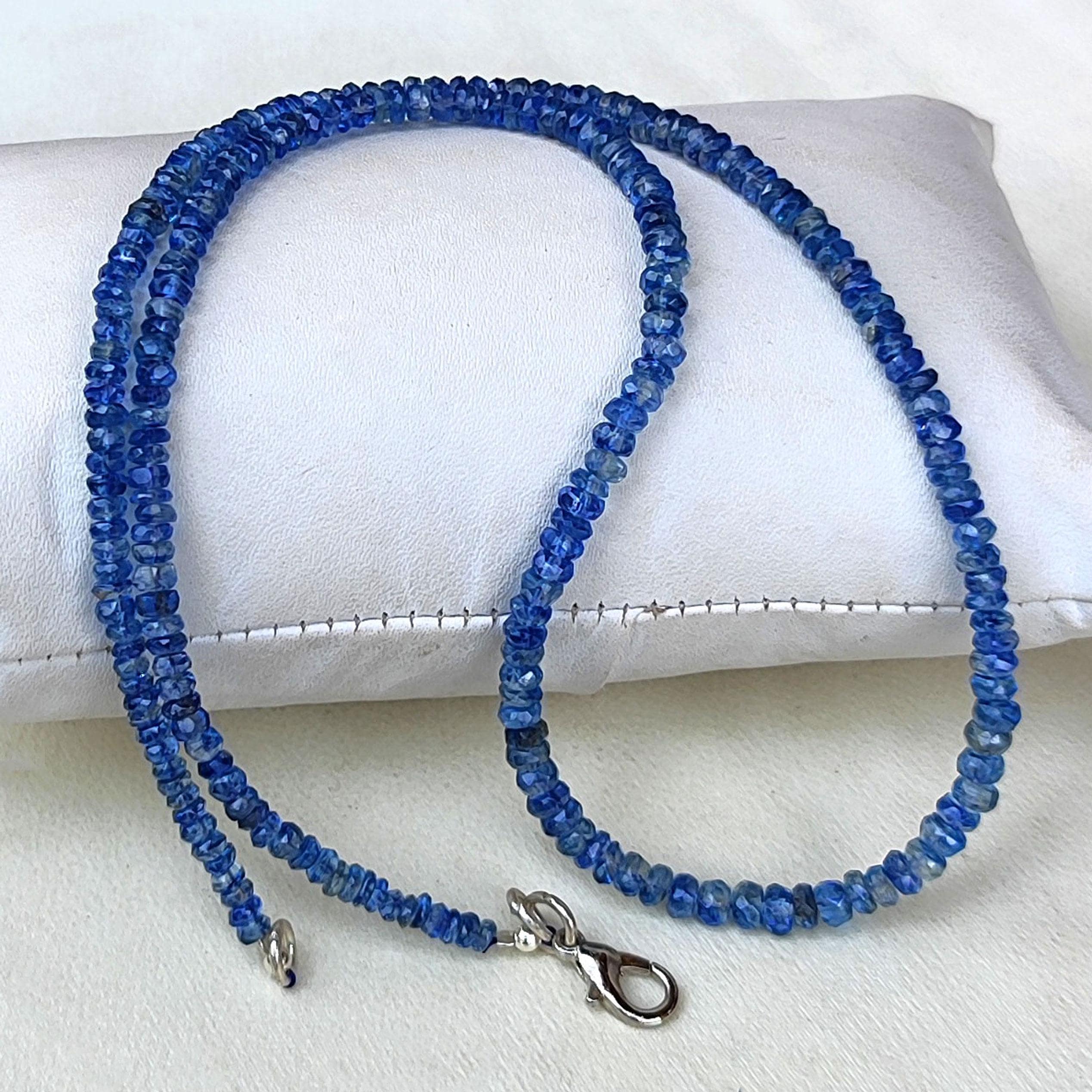 Collana Con Perline Rondelle Sfaccettate In Tanzanite Blu Naturale - Foto 5