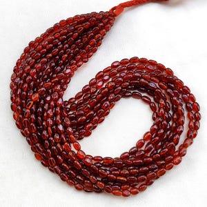 Natural Hessonite Garnet Gemstone 6 to 7 mm Size Smooth Nugget Shape Beads 19&quot; Strand