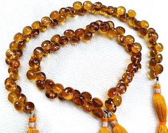 Natural Honey Quartz Gems 9 mm Size Faceted Onion Shape Briolette Beads 9" Strand