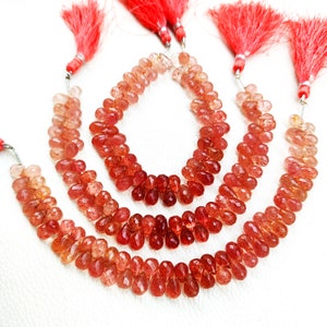 Natural Strawberry Quartz 9x6 mm Size Faceted Teardrop Shape Beads 8&quot; Strand