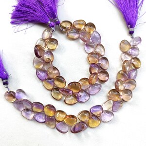 Natural Bicolor Ametrine Gemstone 12 mm Size Smooth Heart Shape Beads 7&quot; Strand