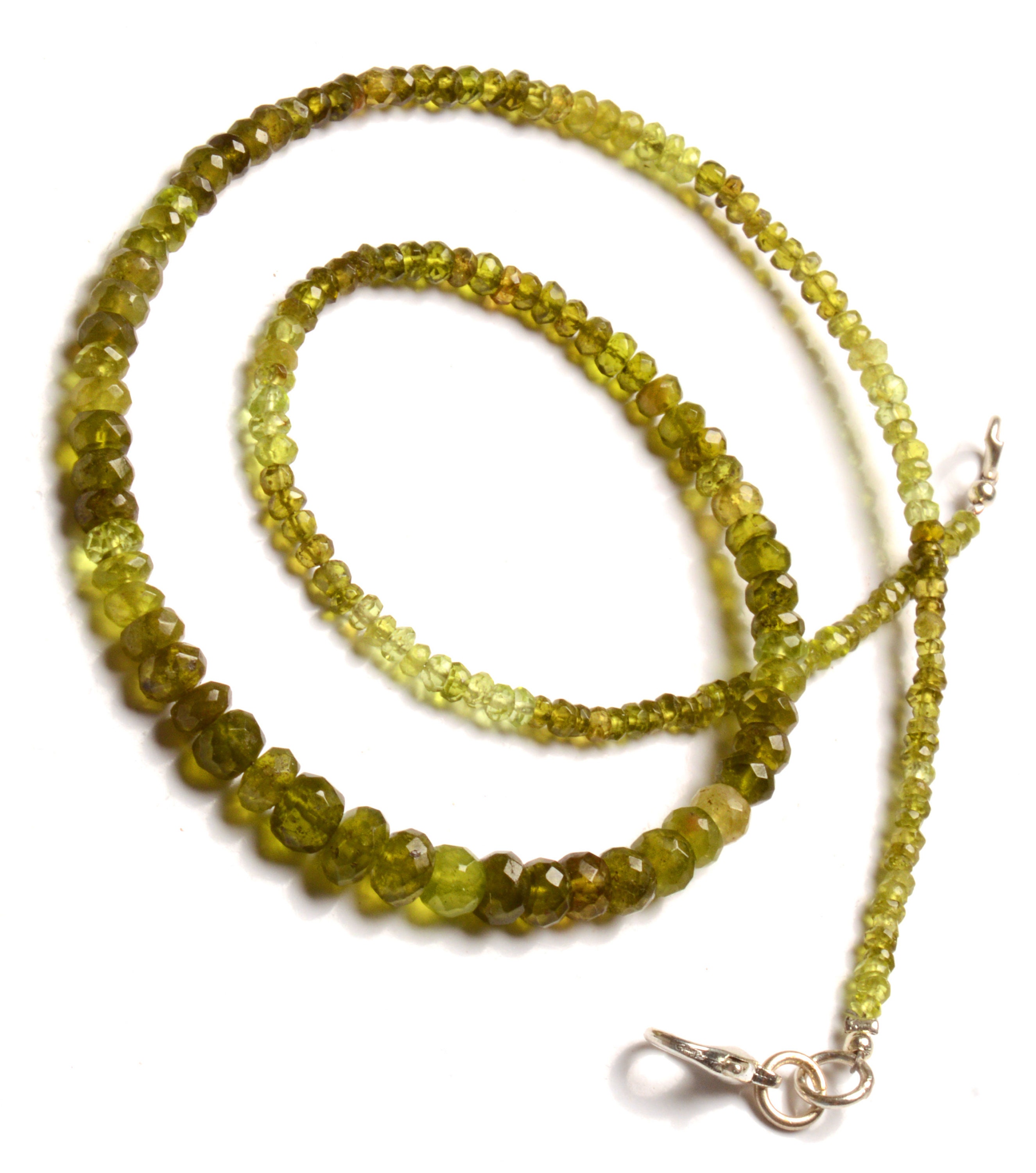 グリーンアパタイトロンデルカットネックレス 天然グリーンアパタイト宝石 4～6 mmサイズ ファセットロンデル