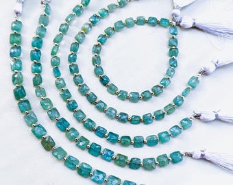 natural aqua blue transparent kyanite faceted cushion beads 7" strand