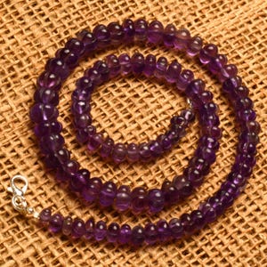 Natural Amethyst Gemstone 6 to 9 mm Size Carved Muskmelon Shape Beads 17" Necklace image 3