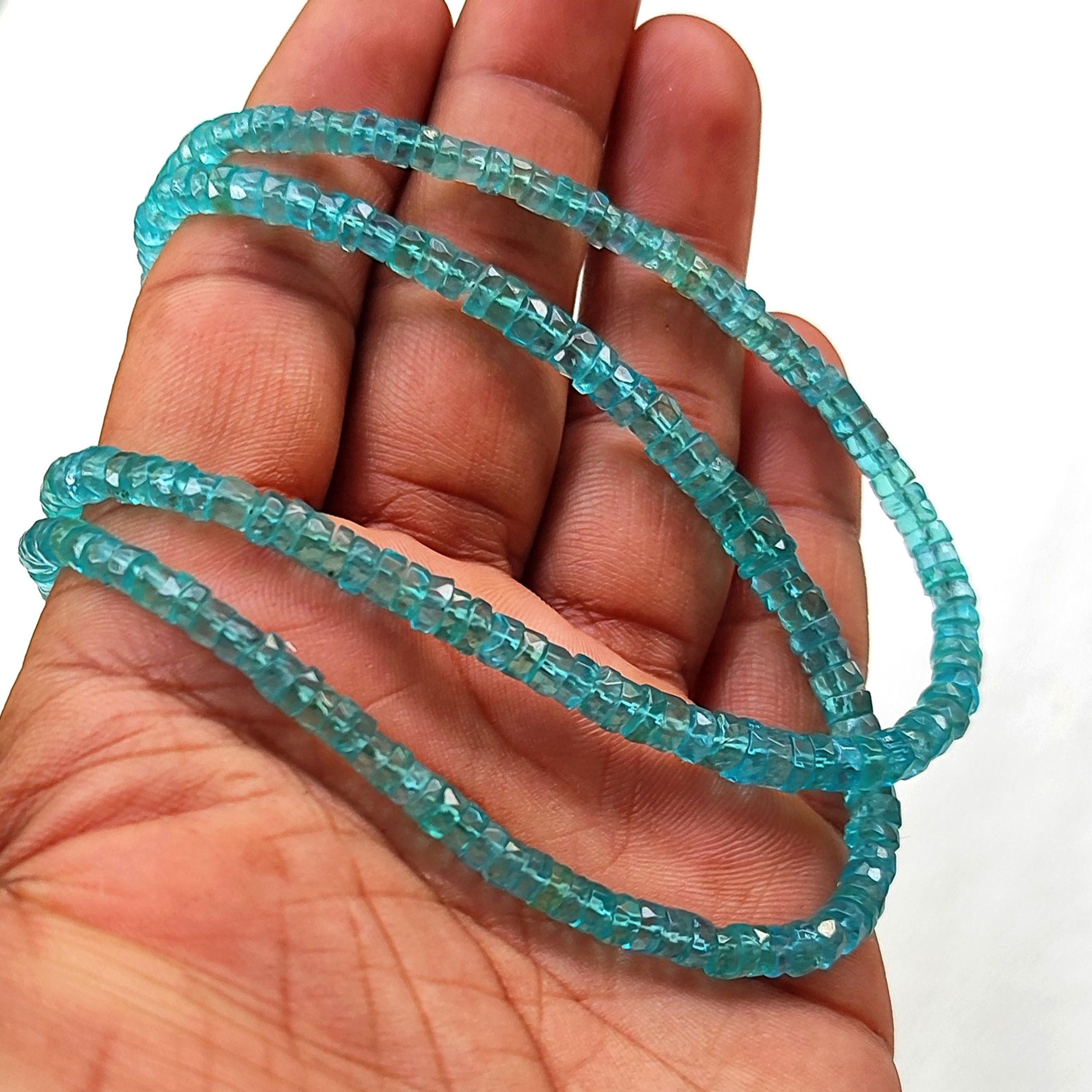 グリーンアパタイトロンデルカットネックレス 天然グリーンアパタイト宝石 3～5 mmサイズ ファセットヘイシ