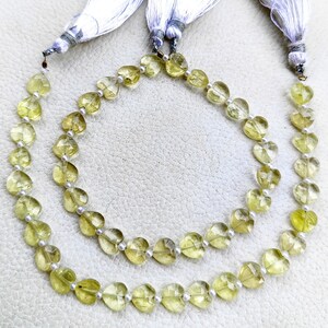 Natural Lemon Quartz Gemstone from Brazil 8 mm Size Faceted Heart Shape Beads 8&quot; Strand