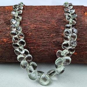 Natural Green Amethyst / Prasiolite Gemstone 6 to 15 mm Size Smooth Heart Shape Beads 9&quot; Strand