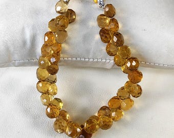 Natural Honey Quartz Gemstone 7 to 8 mm Size Faceted Onion Briolette Beads 7" Strand