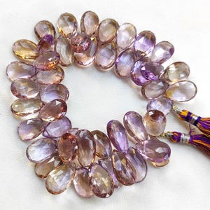 Natural Ametrine Gemstone 17x11 to 18x12 mm Size Faceted Pear Briolette Beads 9&quot; Strand
