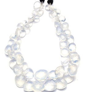 ice quartz crystal from Himalaya India, natural gemstone, heart shape faceted beads, 8 to 13mm size beads, 9 inch full strand