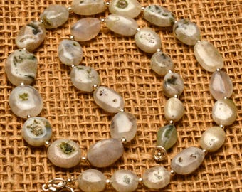 Natural Solar Quartz Gems 9 to 16 mm Size Smooth Nugget Shape Beads 17" Necklace