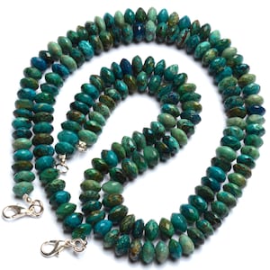 グリーンアパタイトロンデルカットネックレス 天然グリーンアパタイト宝石 3～5 mmサイズ ファセットヘイシ