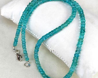 Natural Green Apatite Gemstone 5 mm Size Smooth Rondelle Beads 16" Necklace