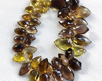 Natural Honey Quartz Gems 12x8 to 20x14mm Fancy Shape Briolette Beads 8" Strand